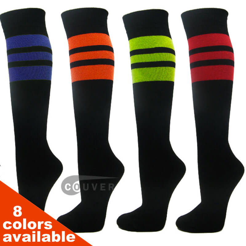 Black Striped Sports Knee Socks