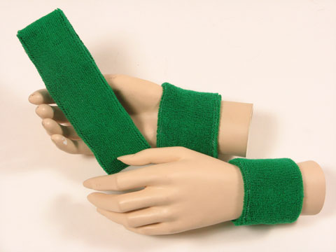 Green sports headband Green sweat wristbands set