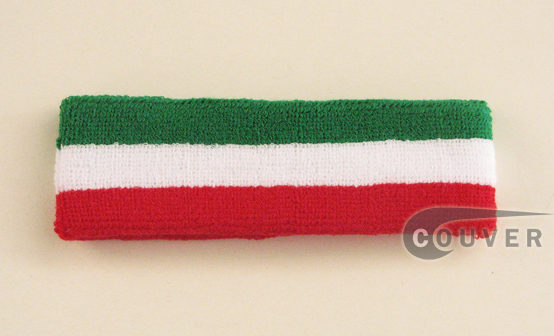 COUVER Green White Red Stripe Head Sweatband Wholesale 12PCs