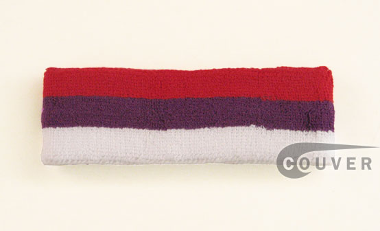 Red purple white stripe head sweatband