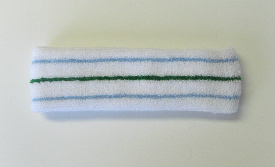 Three line Tennis style Head Sweatband Light-Blue Green 12piece