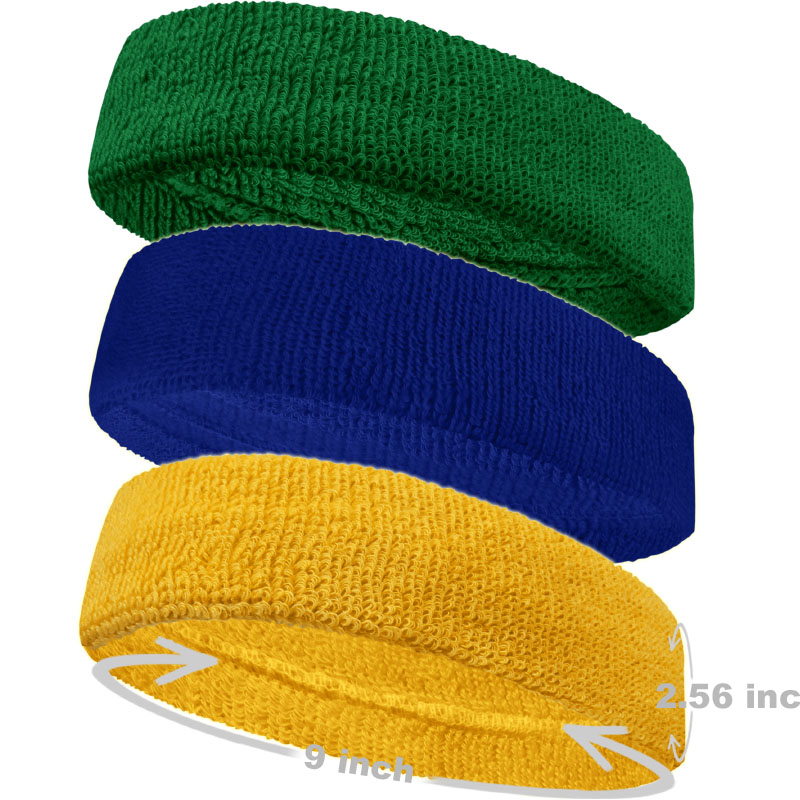Sports Headband Pro (Longer Thicker & Wider) Mixed in Color [3Pieces]