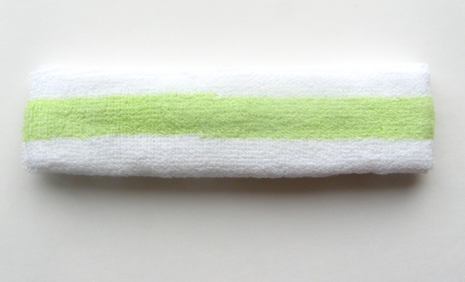 Apple green stripe in white tennis sweat head bands [12pieces]