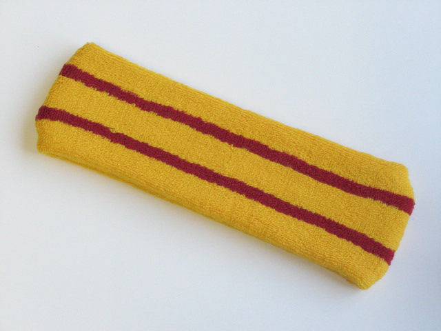Basketball Sweat Headband Pro Red Stripes in Mango Yellow 1piece