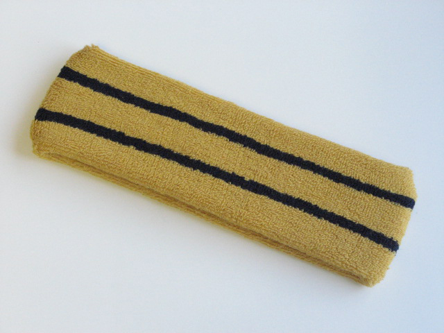 Large Basketball Sweat Headband Pro Black Stripes in Gold 1piece