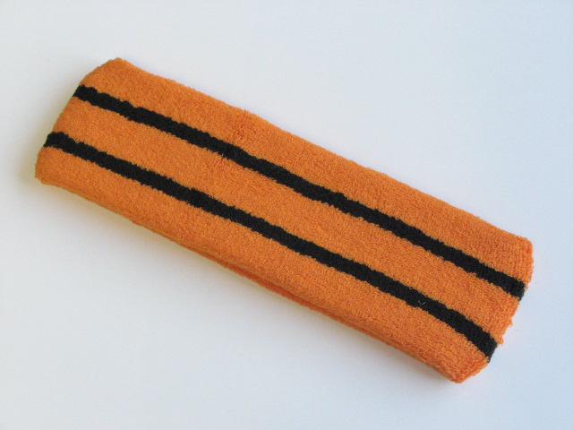 Large Basketball Headband Pro Black Stripes in Orange [1piece]