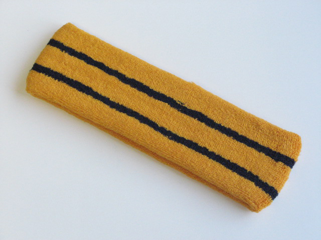 Large Basketball Sweat Headband Pro Black Stripes in Tan 1piece