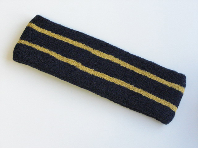 Large Basketball Headband Pro Gold Stripe in Navy Blue 1piece