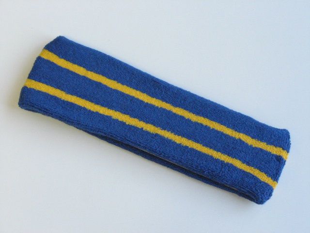 Basketball Sweat Headband Pro Yellow Stripes in Blue [1piece]