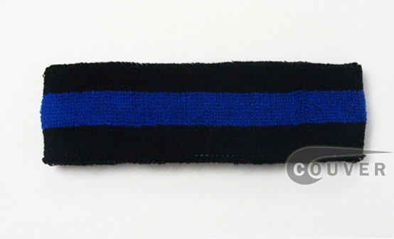 Black Blue Black Striped Head Sweatbands
