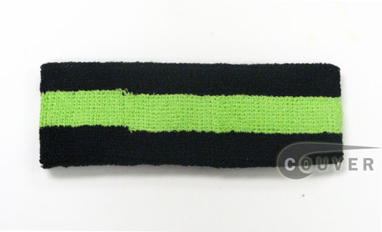 Black Bright Lime Green Black Striped Head Sweatband Wholesale