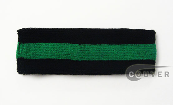 Black Green Black Striped Head Sweatbands