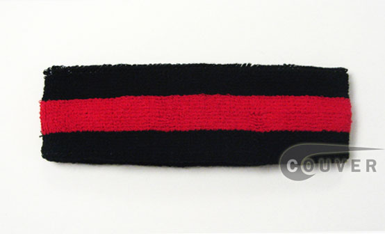 Black Red Black Striped Head Sweatbands