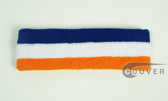 Blue White Light Orange COUVER Striped Head Sweatbands Wholesale 12PCs