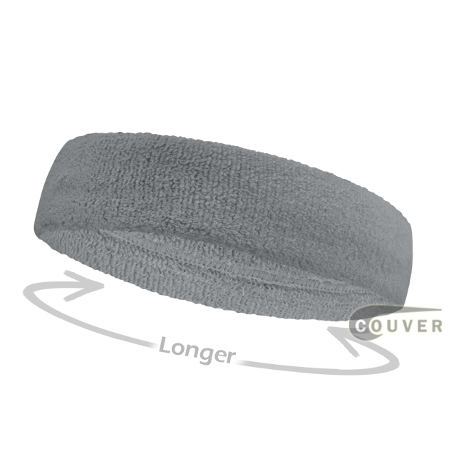 Silver light gray long terry headbands for sports [3pieces]
