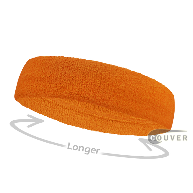 Orange long terry headbands for sports [3pieces]