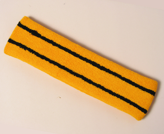 Golden yellow with black stripes large basketball headband pro