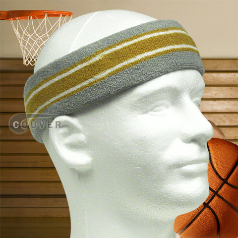 Basketball Headband Pro Multi Colored Grey Gold White [3pieces]