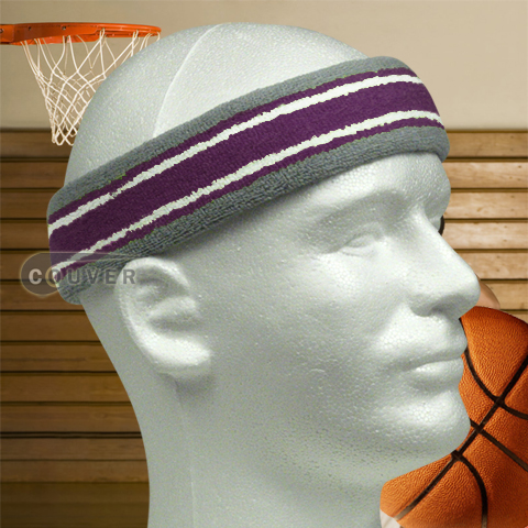 Basketball Headband Multicolor Light Grey Purple White [3pieces]