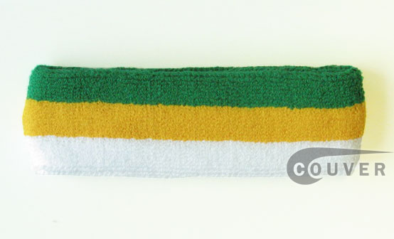 Green Yellow White 3-Color Multiple Color Headband [12pieces]