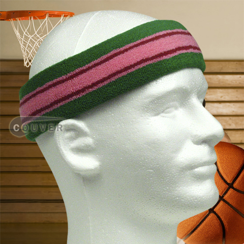 Large Basketball Headband Pro Multi-color Green Pink Red 3pieces