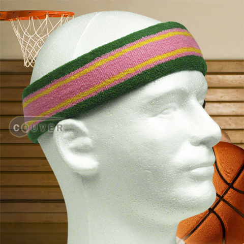 Wide Basketball Headband Pro Multicolor Green Pink Yellow 3PCS