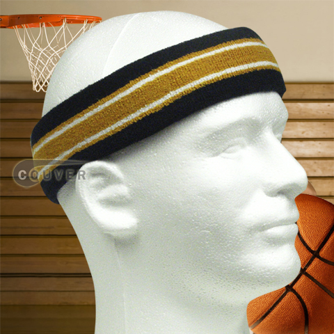 Basketball Head Band Pro Multi-color Navy Gold White [3pieces]