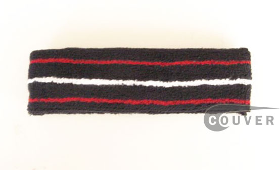 3 line Navy Tennis Sweatbands for Head Red White Red [12pieces]