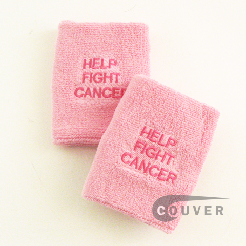 HELP FIGHT CANCER Light Pink 4" Wrist Sweatbands Wholesale 6Pairs