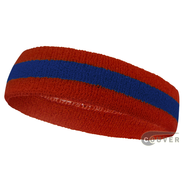 Red Blue Red Striped Sweat Head band for Sports, 12 Pieces
