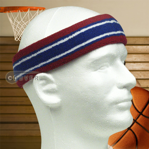 Basketball Headband Pro Multicolored Dark Red Blue White 3pieces