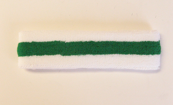 Green stripe tennis style terry head bands wholesale [12pieces]