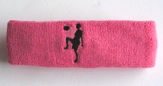 Soccer Head Band with Girl Soccer Player Bright Pink Rose Pink