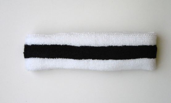 Black stripe in white tennis style headband wholesale 12 pieces