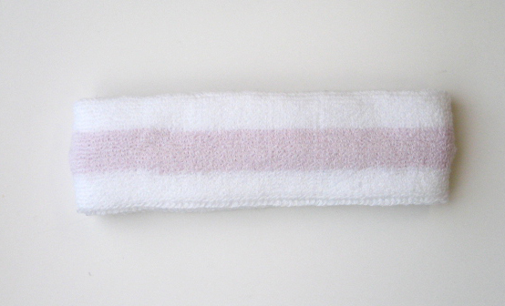 Light-pink stripe in white tennis headband wholesale [12 pieces]