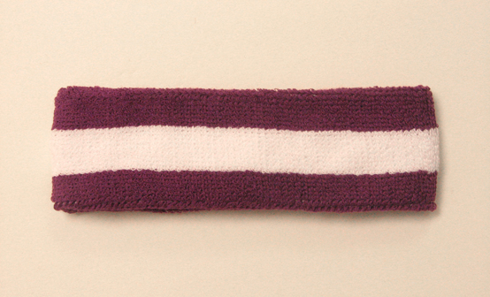 Wholesale purple white 2color sports sweat headbands terry cloth