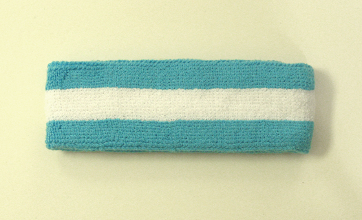 Wholesale sky blue white 2color sports sweat headbands terry clo