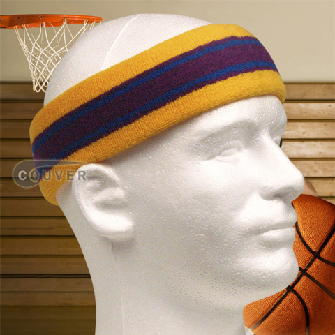 Basketball Headband Pro Multi-color Yellow Purple Blue [3pieces]