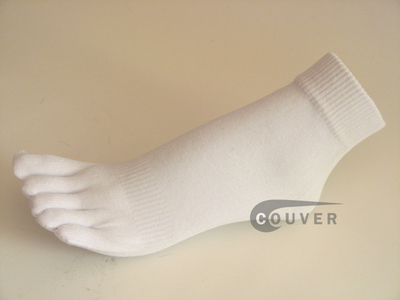 White COUVER 5finger Toed Ankle Toe Socks Wholesale, 6PRs