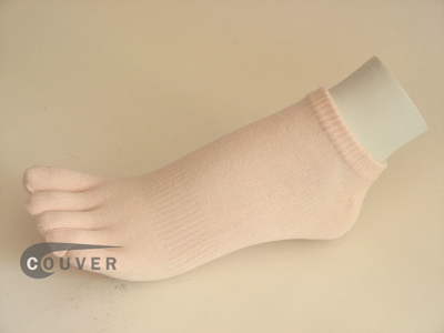 Pale Pink no show 5Finger Toe Sock Wholesale from Couver, 6PAIRS