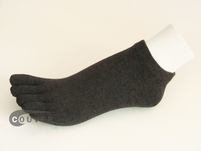 Charcoal Gray (Grey) no show 5Finger Toe Socks from Couver, 6PRS