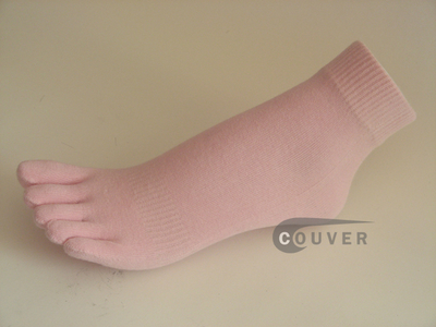 Light Pink COUVER 5finger Toed Ankle Toe Socks Wholesale, 6PRs