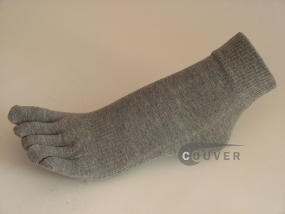 Gray/Grey COUVER 5finger Toed Ankle Toe Socks Wholesale, 6PRs
