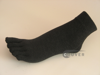 Charcoal Gray(Dark Grey) 5finger Ankle Toe Socks Wholesale, 6PRs