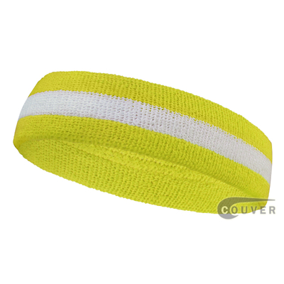 Bright Yellow White Bright Yellow headband sweat 2color striped, 12PCS