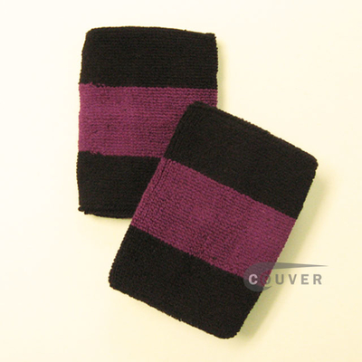 Black purple black 2colored sports sweat wristbands wholesale