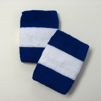 Blue white blue 2colored sports sweat wristbands wholesale