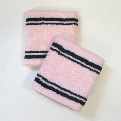 Tennis Wristbands Sweatbands Light Pink w 4Line Wholesale 6pairs