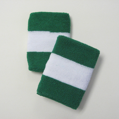 Green white green 2colored sports sweat wristbands wholesale