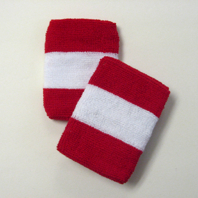Red white red 2colored sports sweat wristbands wholesale